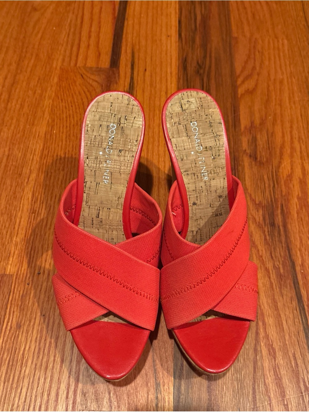 Donald J. Pliner Red Crisscross Slip-On Mules